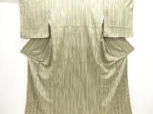 縞に花模様小紋着物